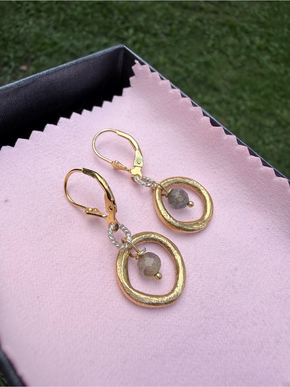 Sterling silver with gold plate lever back earrings